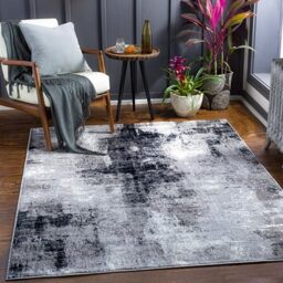 Livabliss Giulia Helsinki Abstract Design – Living Room 160x220 cm, Dining Lounge Kitchen Bedroom Use, Modern Marble Look, Soft Luxurious Medium Pile, Navy Grey White
