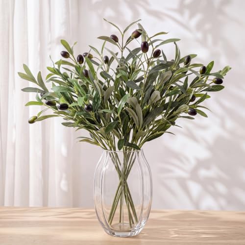 Norme 10 Pcs 19 Inch Artificial Olive Branches with Lifelike Olives for Vase Fake Greenery Olive Large Long Stems for Wedding Bouquet Table Centerpieces Home Decor DIY Floral Crafts