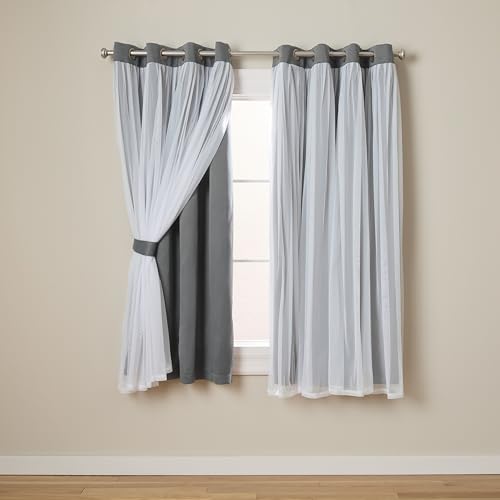 Exclusive Home Curtains Catarina Woven Blackout Grommet Top Panel Pair, Black Pearl, 52x63, 2 Piece
