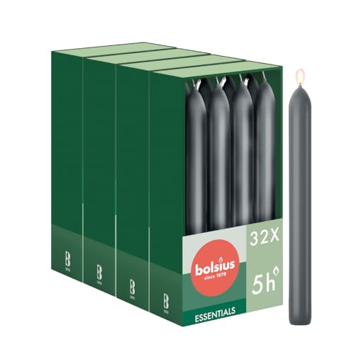 Bolsius - Smooth Dinner Candles - 17 cm - 32 Pieces - Burgundy Red