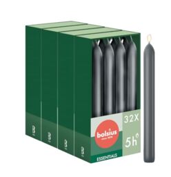 Bolsius - Smooth Dinner Candles - 17 cm - 32 Pieces - Burgundy Red