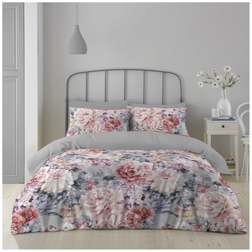 GC GAVENO CAVAILIA Flower Pattern Double Duvet Cover Set with Matching Pillowcases - Easy Care Reversible Floral Comforter Bedding Set - Durable & Super Soft Breathable Lightweight Quilt Cover