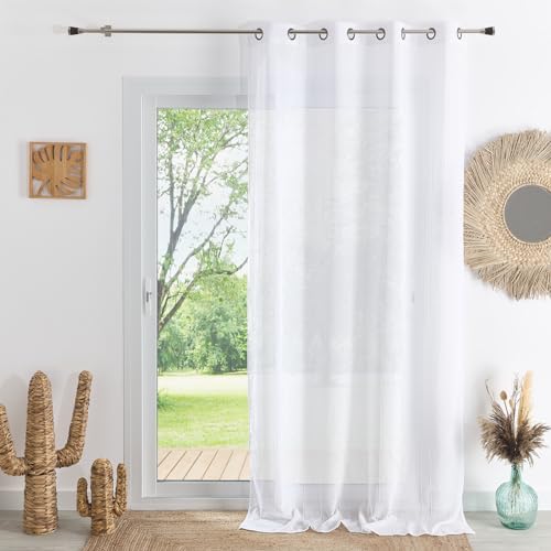 HomeMaison.com Muslin Net Curtain – Blackout Net Curtain – White – 300 x 260 cm