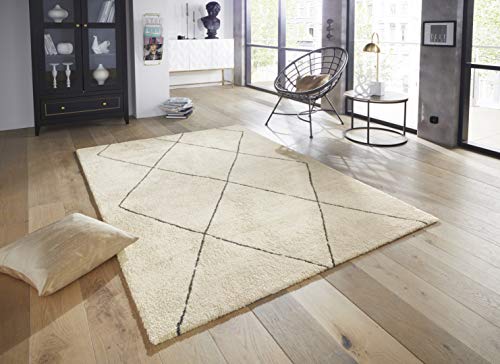 Elle Decor Massy Short Pile Rug, Cream grey, 80 x 150 cm