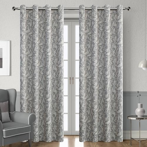 Erbnaryx 80% Blackout Curtains for Bedroom, Grey Window Drapes 96 Inch Length for Living Room, Thermal Insulated Grommet Curtains, 2 Panels
