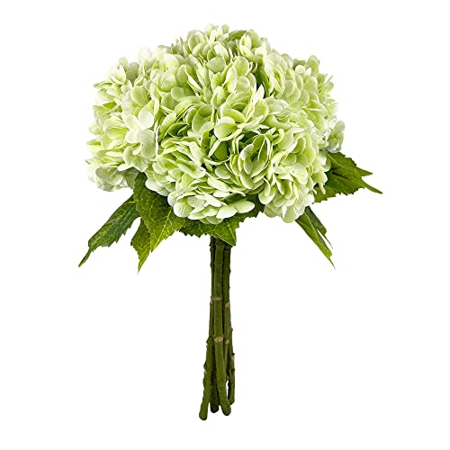 21In Light Green Artificial Hydrangea Flowers 5 Pcs Real Touch 3D Print Latex Flowers for Wedding Centerpieces Bouquets DIY Floral Decor Home Decoration with Stems