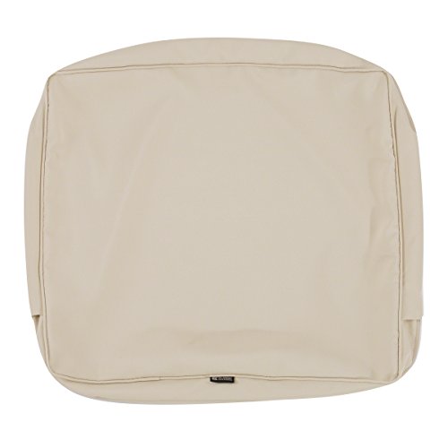 "Classic Accessories Montlake FadeSafe Patio Lounge Back Cushion Slip Cover - 4"" Thick - Heavy Duty Outdoor Patio Cushion with Water Resistant Backing, Antique Beige, 23""W x 20H x 4T (60-004-010301-RT)"