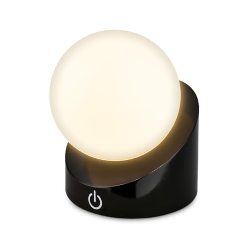 BRILONER - Mini LED Table lamp Wireless IP54 with Touch, dimmable in Steps, Rechargeable Battery & Light Source Exchangeable, Bedside lamp, Ball, LED lamp, Outdoor lamp, 10x8x9 cm, Black