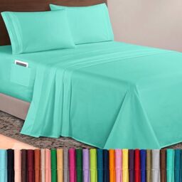 Elegant Comfort Luxurious 1500 Premium Hotel Quality Microfiber 4-Piece Sheet Set, 18-24 Inches Deep - Extra Deep Pocket Sheets - Ultra Soft 4PC Deep Pocket Sheets, Queen, Paradise Teal
