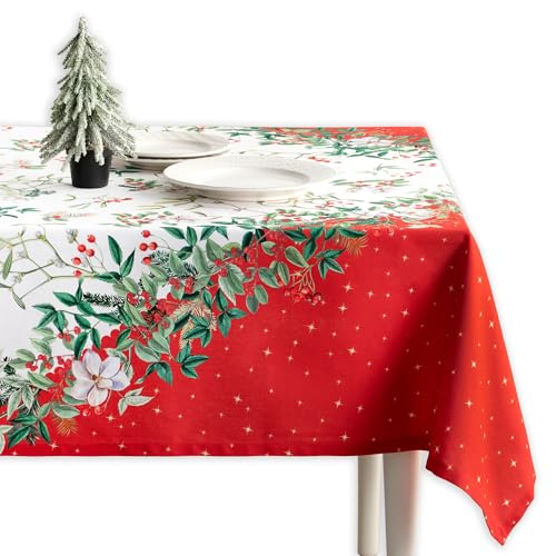 "Maison d' Hermine Table Cover 54""x54"" 100% Cotton Decorative Washable Square Tabletop Tablecloths, Kitchen, Party, Wedding, Restaurant & Camping, Noel - Thanksgiving/Christmas"