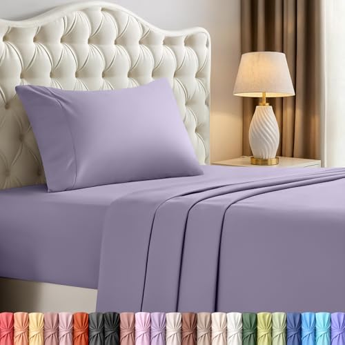 Utopia Bedding Twin Sheets - 3 Piece Bedding - Brushed Microfiber - Shrinkage and Fade Resistant - Easy Care (Twin, Lavender)