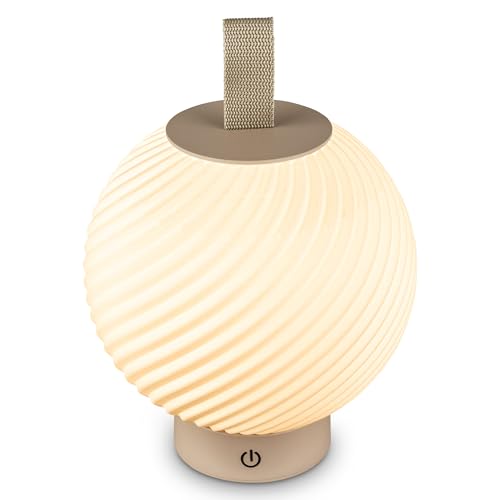 Briloner - Rechargeable LED Table Lamp IP44 with Touch Control, Dimmable, Warm White Light, USB-C Charging, Night Light, Bedside Lamps, Battery Lamp, 18 x 25 cm, Beige