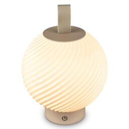 Briloner - Rechargeable LED Table Lamp IP44 with Touch Control, Dimmable, Warm White Light, USB-C Charging, Night Light, Bedside Lamps, Battery Lamp, 18 x 25 cm, Beige