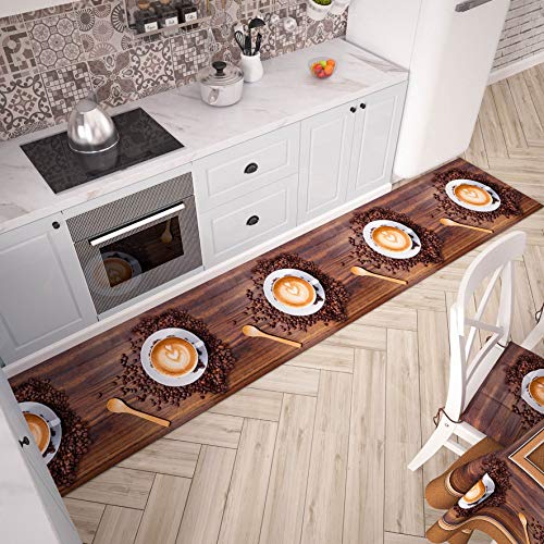 Kitchen Rug - Non-slip, Printed Light Coffee, 52x180 cm