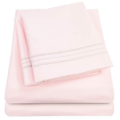 1500 Supreme Collection Extra Soft Full Sheets Set, Pale Pink - Luxury Bed Sheets Set With Deep Pocket Wrinkle Free Hypoallergenic Bedding, Over 40 Colors, Full Size, Pale Pink