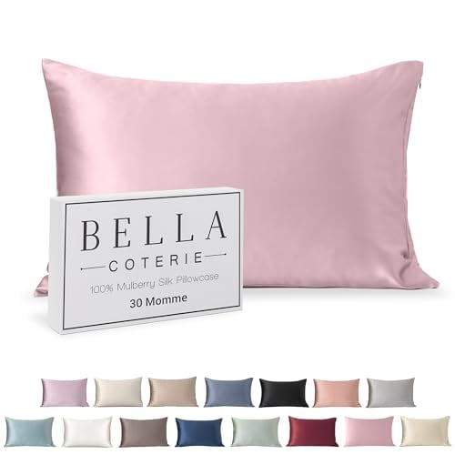 Bella Coterie Luxury Silk Pillowcase for Hair and Skin - 30 Momme - 100% Pure 6A Mulberry Silk - Super Soft - Perfectly Plush [King, Pink Peony]