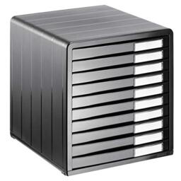 Rotho, Timeless, Office box with 10 drawers, Plastic (PS) BPA anthracite, 34,5 x 29,0 x 32,0 cm
