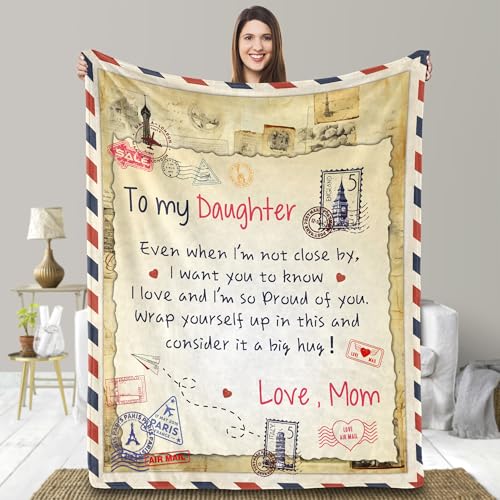 "UFOORO Throw Blanket Gifts for Daughter from Mom, Best for Daughter, Present for Adult Daughters, Mothers Day Christmas Valentines Birthday Gifts 55""X70"""