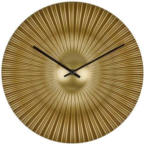 TFA Dostmann Rococo 60.3031.53 Analogue Designer Wall Clock Modern Fan Look Extravagant Golden Dial Quartz Clock Gold 33 cm