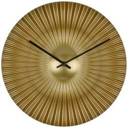 TFA Dostmann Rococo 60.3031.53 Analogue Designer Wall Clock Modern Fan Look Extravagant Golden Dial Quartz Clock Gold 33 cm