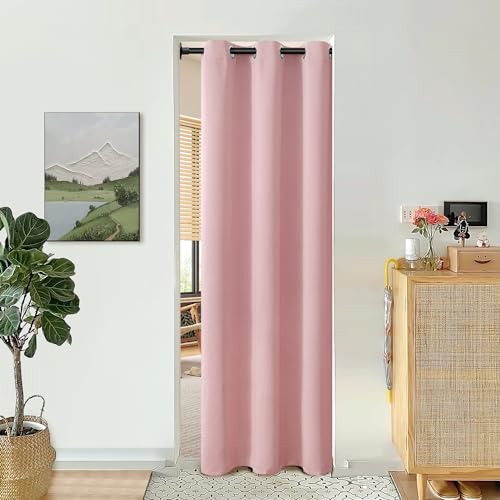 BGment Pink Door Curtain 78 Inch Length for Doorway, Bedroom Closet Curtain, Privacy Thermal Insulated Blackout Grommet Room Divider for Room Separation, 1 Panel, 40 Inch Wide