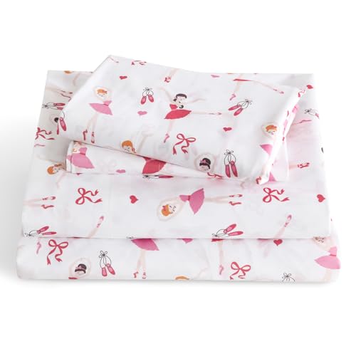 LONAVA Full Sheet Set Kids - Ballet 4 Pieces Soft Cute Microfiber Bed Sheet for Boy Girls Teens, Oeko Texted Breathable Cooling Fabric & Deep Pocket Full Elastic Sheets