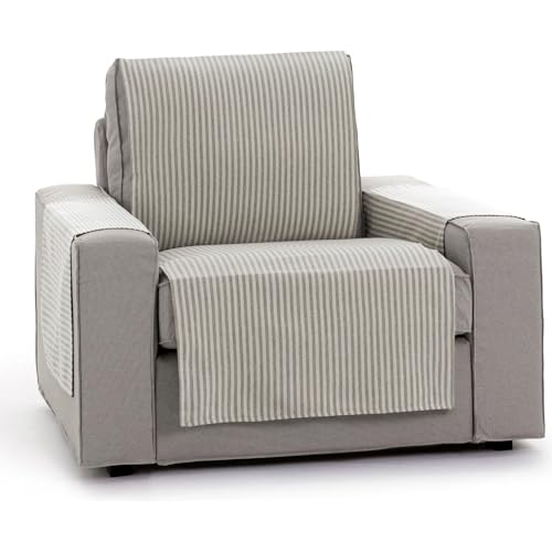 ECOMMERC3 - Universal Sofa Cover with Elastic Bands Size 1 Seater ??? Adjustable Sofa Cover Ecru/Linen, Back, Seat and Arm Protection Easy and Versatile Renovation