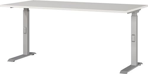 Germania Desk 7911-583, in light grey/silver, medium height setting, 160 x 91 x 80 cm (WxHxD)