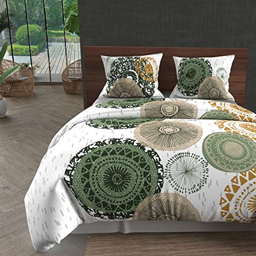 Soleil d'ocre Comforter Cover + 2 Pillow Cases White 220 x 240 cm