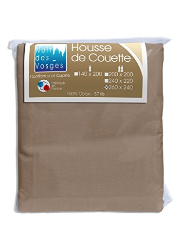 Nuit des Vosges Cotoval - Plain Cotton Duvet Cover, Cotton, Canelle, 240x260