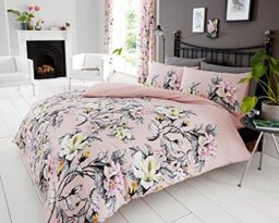 GC GAVENO CAVAILIA Luxury Geometric Duvet, Floral Quilt Set, Polycotton Bed Covers, Eden-Pink, Single