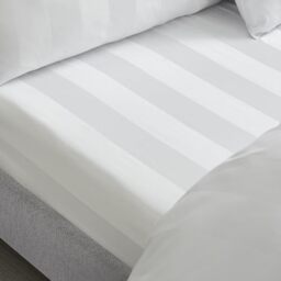 Catherine Lansfield So Soft Satin Stripe Single Fitted Sheet White