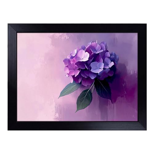 Lap Tray with Bean Bag Cushion, Hydrangea Portrait Flower - Handmade in the UK, Raised Wooden Edge, Padded Cushion, Heat-Resistant Wipe-Clean Surface, for Meals, Laptops and Crafts