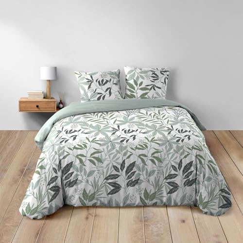 Douceur d'Intérieur, Voltine Sage 3-Piece Bedding Set (240 x 220 cm) 100% Cotton
