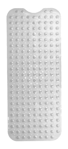 Non-Slip Soft Touch Bath Mat – Large Small Absorbent Bath and Shower Mat – Bathroom Mat with Anti-Drainage System – Transparent 100 x 40 cm Rectangular 0434004