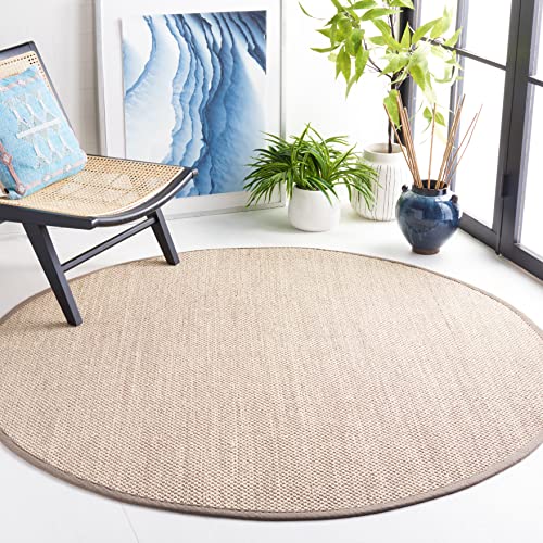 Safavieh Natural Fiber Rug for Living Room, Dining Room, Bedroom - Natural Fiber Collection, Short Pile, in Natural and Beige, 91 x 91 cm