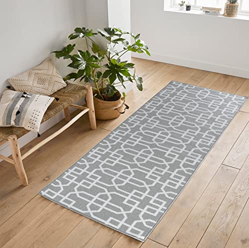 Washable Door Mat Kitchen Mats Non Slip Cubed Trellis Design Hall Runner- Indoor Door Mat - Hallway-Passage Corridor Doormats - Floor Mat