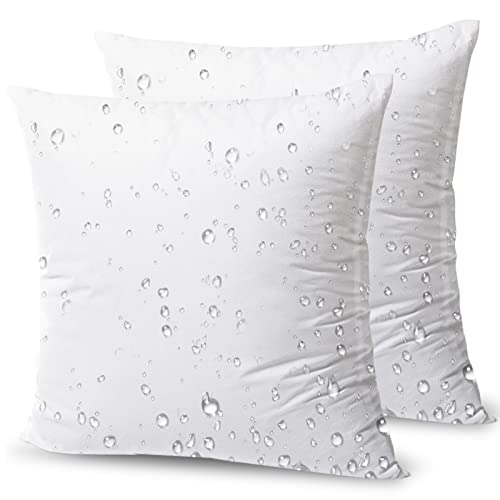 Phantoscope Outdoor Pillow Inserts - Square Form Water Resistant Microfiber Throw Pillows, Couch Sham Cushion Stuffer 20 x 20 inches, 2 Count