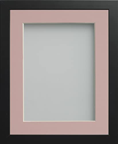 Frame Company Connolly Range Black Wooden Picture Photo Frame with Pink Mount, A4 for pic size 9x6 *Choice of Sizes* Fitted with Real Glass