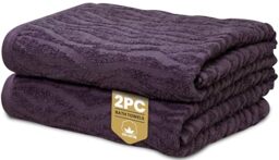Rapport Home Safari Bath Towels 2-Pack - Damson - 70x120cm - 100% Cotton 500gsm - Oeko-Tex Made in Green & BCI Certified