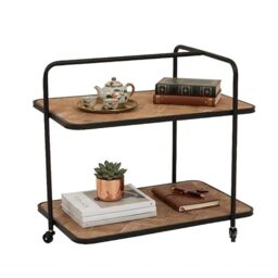 Premier Housewares Sturdy Design Trolley - Compact Design Kitchen Trolley For Entertaining Guests - Versatile Kitchen Storage Trolley - Multi Tier Wax Finish Kitchen Trolley