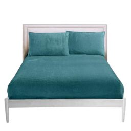 GC GAVENO CAVAILIA Fitted Sheet Single Bed (91x193 cm) - Cozy Teddy Bear Bedding Fleece Fitted Sheets, Soft Fluffy Plain Single Bed Sheet 25cm Deep Elastic Corners - Washable & Easycare, Green