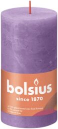 BOLSIUS 4 Pack Vibrant Violet (Purple) Rustic Pillar Candles - 2.8″ × 5″ - Premium European Quality - Natural Eco-Friendly Plant-Based Wax - Unscented Dripless Smokeless 60 Hour Party Candles