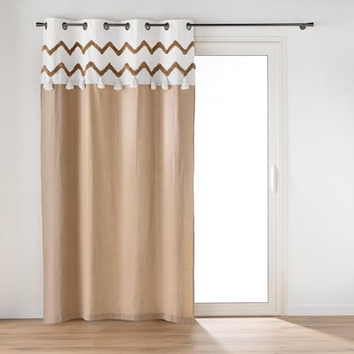 Douceur d'Intérieur, Curtain with Eyelets (140 x 240 cm) Azari, Cotton with Tufted Top and Tassels