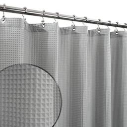 "Barossa Design Long Shower Curtain 78"" Height - Honeycomb Waffle Weave & Cotton Blend, Hotel Luxury & Spa, Heavy Weight Fabric, Washable - Lake Wanaka Gray, 72x78"
