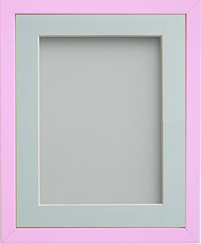 Frame Company Jellybean Range Pink Wooden A2 Picture Photo Frame with Light Blue Mount for Image A3 * Choice of Colours & Sizes* Fitted with Perspex
