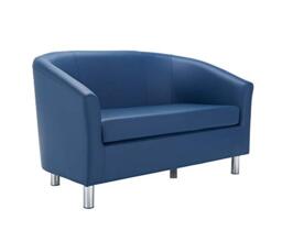 Office Hippo Tub Sofa, Silver Feet, PU Leather, Blue, One Size