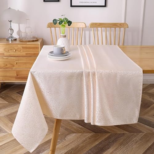 Majestic Giftware Polyester Tablecloths for Rectangle Tables - (70/120) - TC1362 Jacquard Drench Gold Print Hem Stitch Dining Table Cover - Decorative Washable Tablecloth for Kitchen, Dining