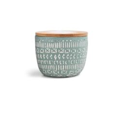 Paddywax Scented Candles Desert-Inspired Sonora Range Candle in Reusable Etched Concrete Pot with Wooden Lid, 85g, Bergamot & Fresh Fig