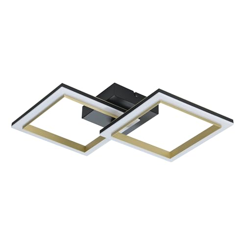 Eglo LED Ceiling Light Fixture Calliera, Step dimmable Living Room Lighting, Metal and Plastic in Black and Brass, Warm White lamp, 31 x 52.5 cm